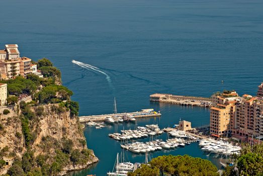 Yachts and apartments in port Fontvieille in Monte Carlo