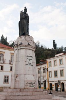 bronze statue of Gualdim Pais in Republica square, founder of Tomar city back in the 17th century, Portugal