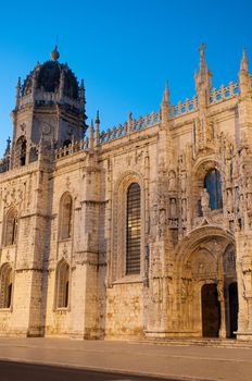 famous Hieronymites Monastery (Mosteiro dos Jeronimos) UNESCO World Heritage Site in Lisbon, Portugal (sunset picture)