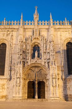 famous Hieronymites Monastery (Mosteiro dos Jeronimos) UNESCO World Heritage Site in Lisbon, Portugal (sunset picture)