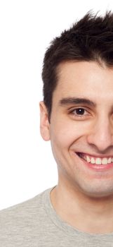 cropped image of a young and smiling casual man (isolated on white background)