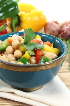 fresh chick pea salad with peppers, scallions and cilantro