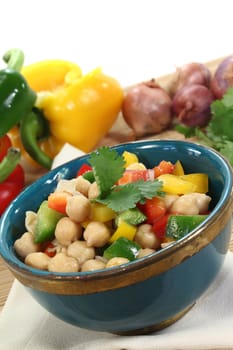 Asian chick pea salad with fresh peppers, scallions and cilantro