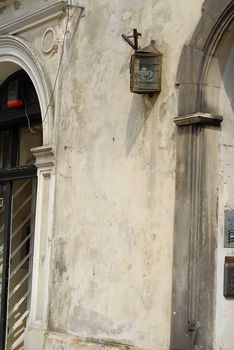 background of old ancient wall in Warsaw, Poland town