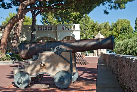 Medieval cannon in old city Monaco