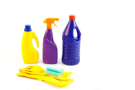 household cleaning equipment on a white background