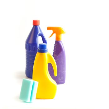 Household cleaning equipment on a white background