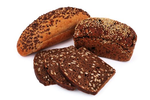 bread with sesame seeds on a white background
