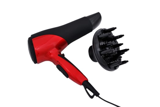 hairdryer with a nozzle on a white background