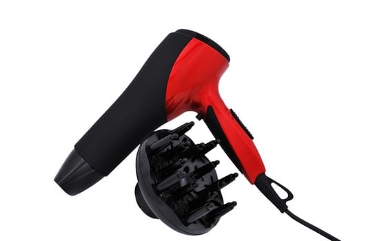 hairdryer with a nozzle on a white background