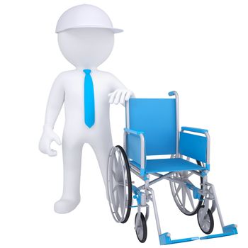 3d white man got rid of the wheelchair. Isolated render on a white background