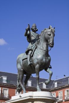 Philip III equestrian statue in Plaza Mayor, Madrid, Spain
