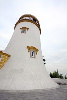 The Guia Fortress white tower in Macau