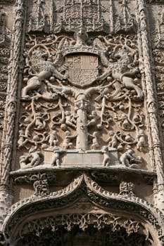 Famous ornate plateresque facade of Colegio de San Gregorio - museum in Valladolid, Spain