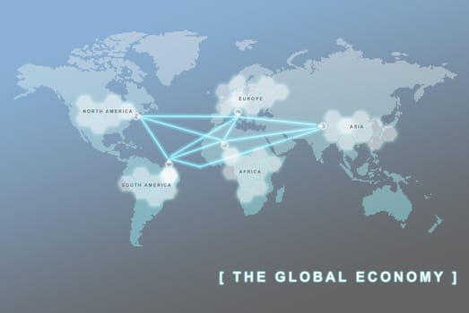 The global economy business concept, can be use for related global business, finance futuristic minimalist concepts