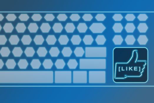 Virtual futuristic keyboard with LIKE button, can be use for various social media concept