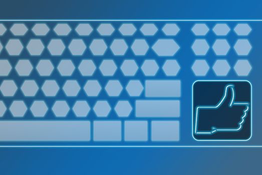 Virtual futuristic keyboard with LIKE button, can be use for various social media concept