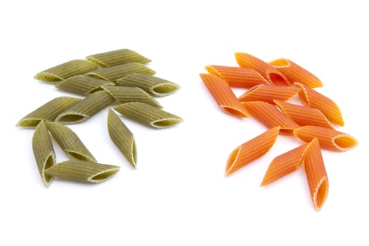 Pasta closeup on white background 
