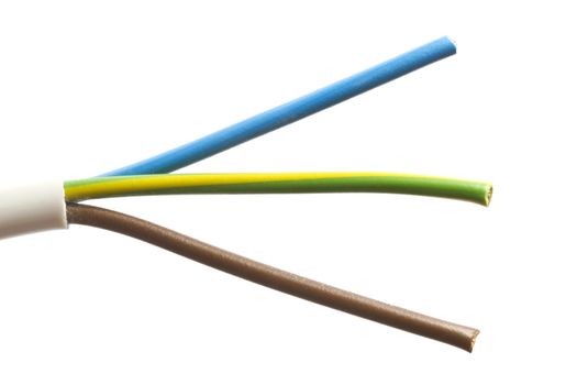 Colorful wires closeup on white background 
