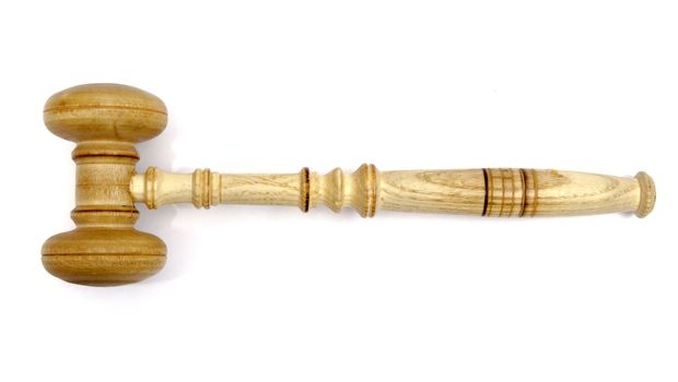 Wood gavel isolated on white background 
