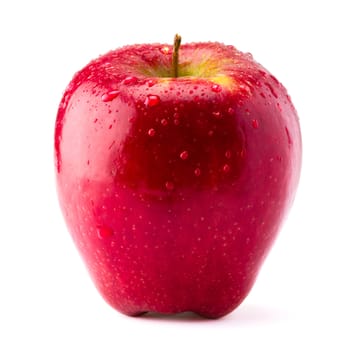 Red Apple with water dropets isolated on a white background