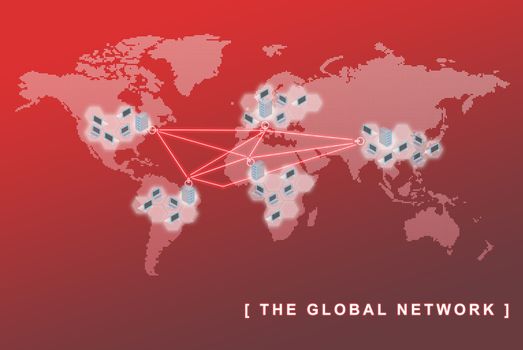 The global network business concept, can be use to symbolized virtual team, sites, remote working, and related global business concepts