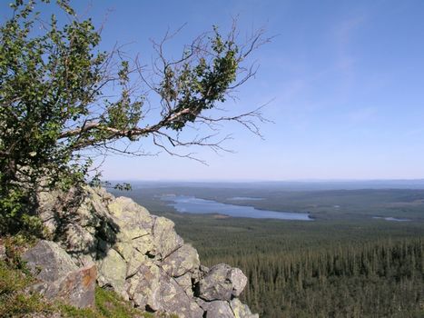 Beautiful mountain landscape with blue sky 

