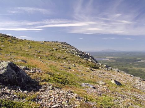 Beautiful mountain landscape with blue sky 
