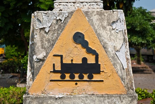 Concrete triangular train symbol, can be use for train related sign and symbol
