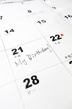 Birthday on calendar