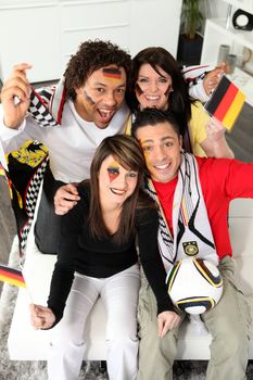 German football fans at home