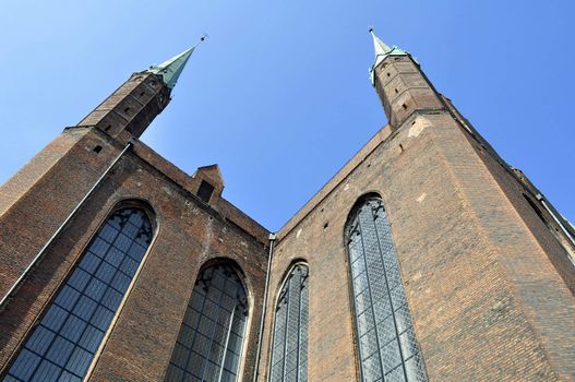 Gothic St. Mary's Basilica in the city of Gdansk, Poland.