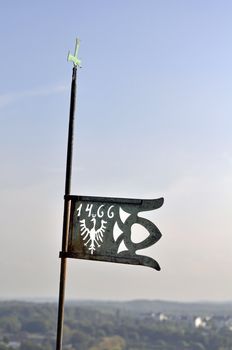 Crowned eagle, Polish medieval symbol at the top of St. Mary's Cathedral in Gdansk, Poland.