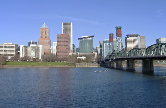 Portland OR., skyline and the Willamette river.