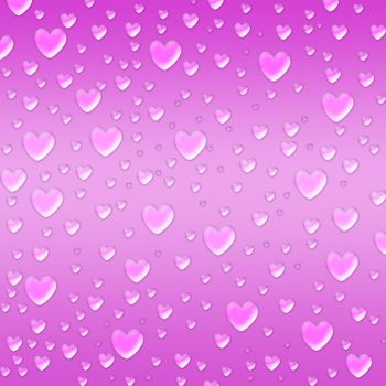 pink hearts like droplets over violet background