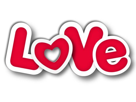 3d red letters with text - Love, isolated with shadow