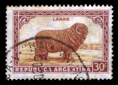 ARGENTINA - CIRCA 1936: a stamp printed in the Argentina shows Merino Sheep, Wool, circa 1936