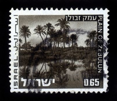 ISRAEL - CIRCA 1973: A stamp printed in Israel, shows plain of zebulun, series "landscapes of Israel" ; series, circa 1973