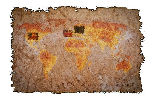 Old vintage map on burned paper background, can be use for various vintage concepts and world business concepts.