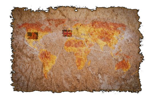 Old vintage map on burned paper background, can be use for various vintage concepts and world business concepts.