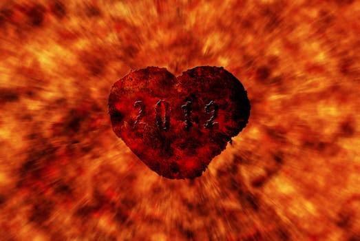 Burning heart with flame effect and zoom in flame background, can be use for various love related concepts, design and print out.