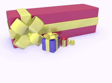 rendered of a lot of gifts on white background