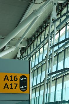 panel of airport gate with architecture