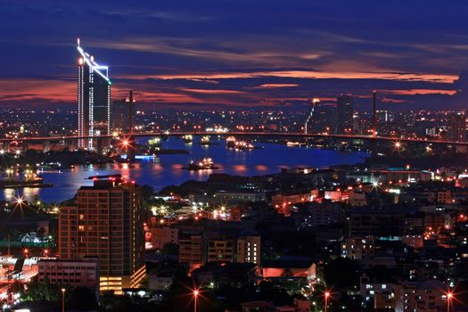 Bangkok Skyline at Dusk Top View