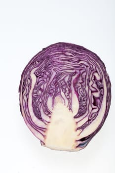 Red Cabbage cross section on White Background 