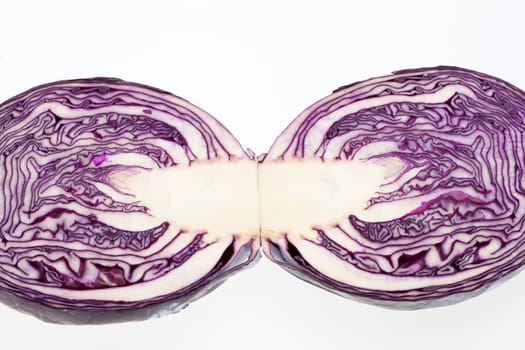 Red Cabbage cross section on White Background 