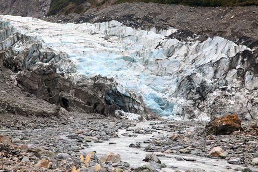 detail of fox glacier in New Zealand