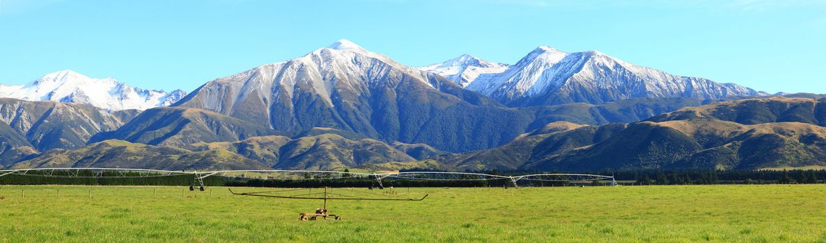 panorama of great southern alps in New Zealand