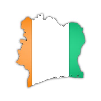 map and flag ofc�te d'ivoire with shadow