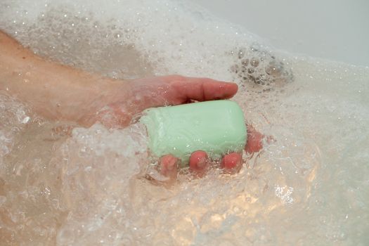 the water massage of tired hands